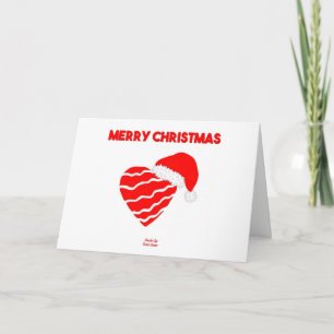 Christmas Santa Heart Horizontal Greeting Card