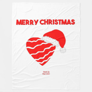 Christmas Santa Heart Large Fleece Blanket