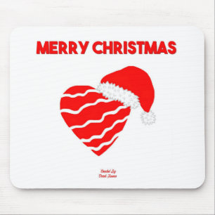 Christmas Santa Heart Mouse Pad