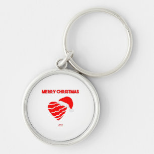 Christmas Santa Heart Premium Round Key Chain