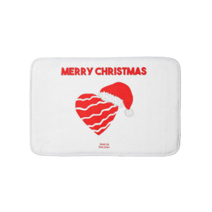 Christmas Santa Heart Small Bath Mat
