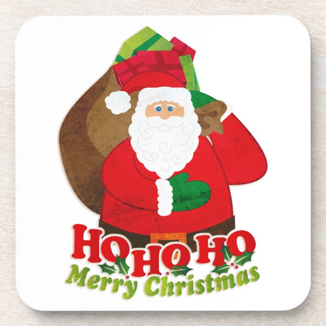 Christmas Santa ho ho ho set of 6 coasters (Front)