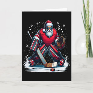 Christmas Santa Hockey Goalie Ugly Christmas Sweat Card
