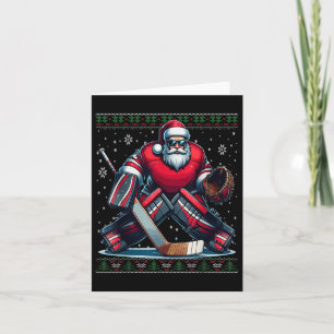 Christmas Santa Hockey Goalie Ugly Christmas Sweat Card