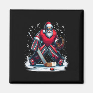 Christmas Santa Hockey Goalie Ugly Christmas Sweat Magnet