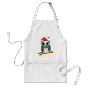 Christmas Santa Holiday Owl Mistletoe Cute Standard Apron
