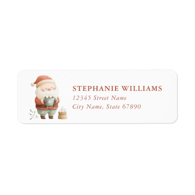 Christmas Santa Hot Cocoa Return Address Labels (Front)