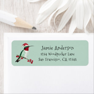 Christmas Santa Hummingbird Return Address Label
