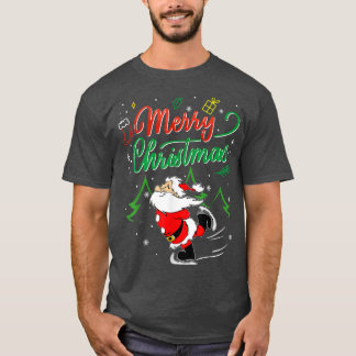 Christmas Santa Ice Skating Funny 2021 Costume Mer T-Shirt
