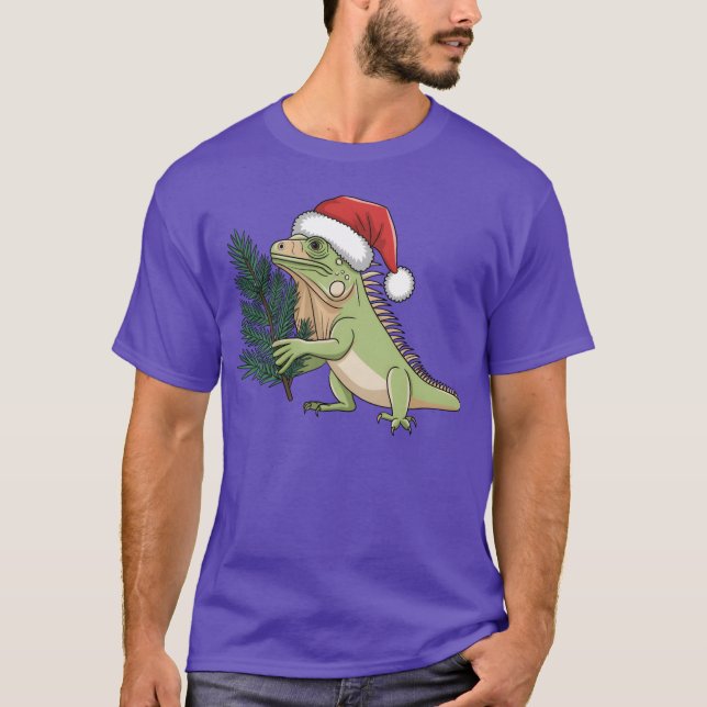 Christmas Santa Iguana Evergreen Christmasree girl T-Shirt (Front)