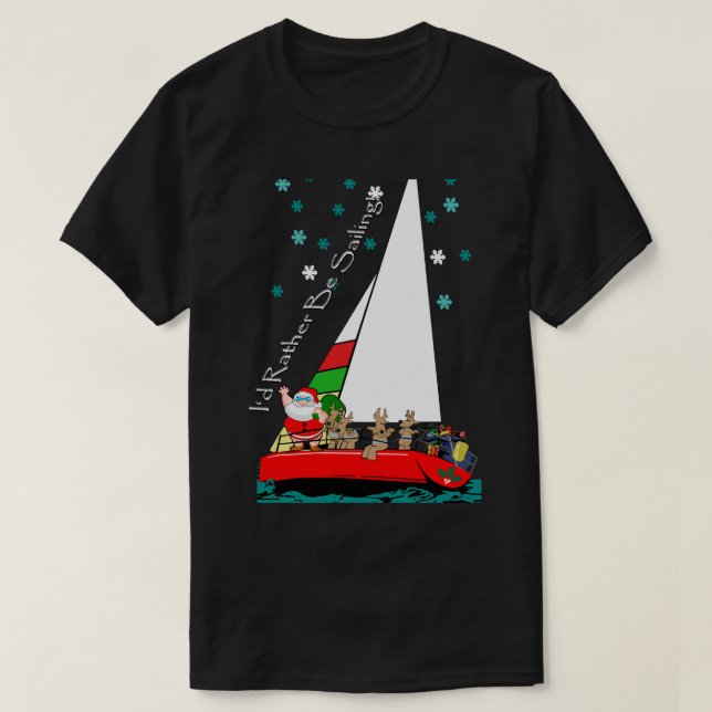 Christmas Santa in Sailboat  sailor T-Shirt (Design Front)