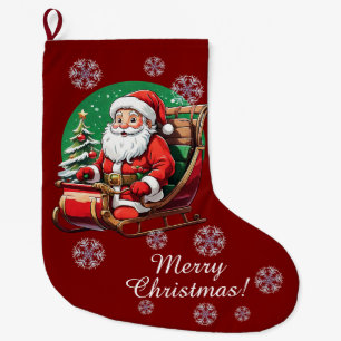 Christmas Santa in Sleighs Stocking