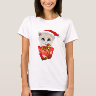 Christmas Santa Kitten with Gift T-Shirt