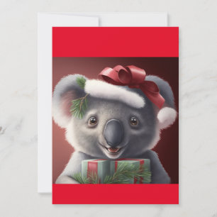 Christmas Santa Koala Bear T-Shirt Holiday Card
