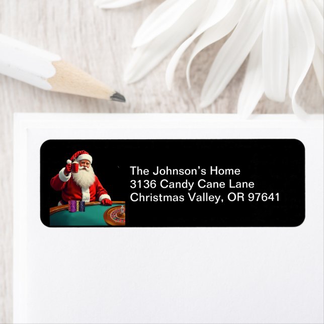 Christmas Santa Las Vegas Casino Return Address Label (Insitu)