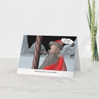 Christmas: Santa licks pole Holiday Card
