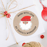 Christmas Santa Made with love Special Delivery Classic Round Sticker<br><div class="desc">A cute Christmas sticker with a Santa Claus face and the words,  made with love by Santa's workshop. A cute holiday sticker for your Christmas presents from Santa. Designed for you by Blackberry Boulevard.</div>