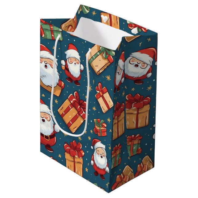 Christmas Santa Medium Gift Bag (Front Angled)