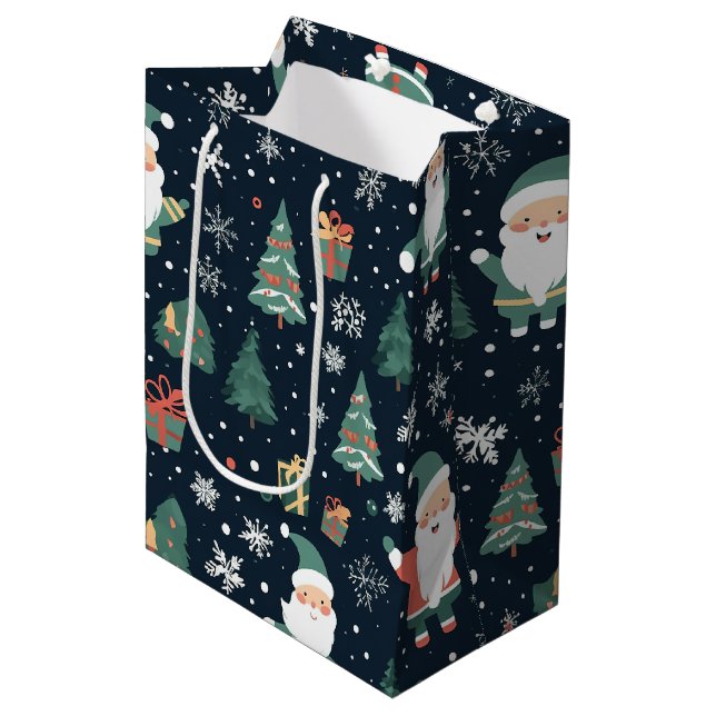 Christmas Santa Medium Gift Bag (Front Angled)