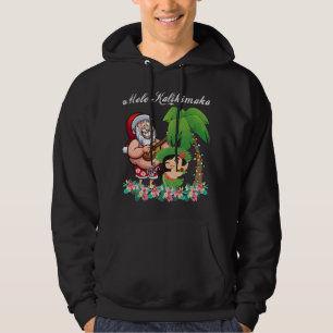 Christmas Santa Mele Kalikimaka Hawaii Palm Tree P Hoodie