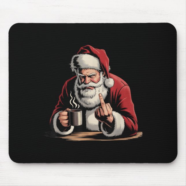 Christmas Santa Middle Finger Sarcastic Xmas Funny Mouse Pad (Front)