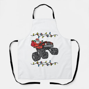 Christmas Santa Monster Truck Boys Kids Toddler Yo Apron