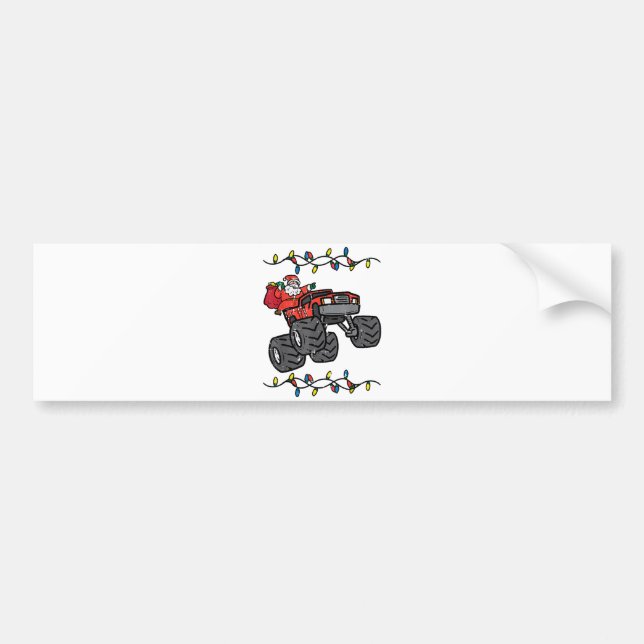 Christmas Santa Monster Truck Boys Kids Toddler Yo Bumper Sticker (Front)