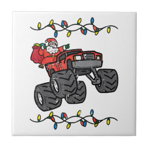Christmas Santa Monster Truck Boys Kids Toddler Yo Ceramic Tile