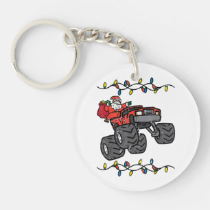 Christmas Santa Monster Truck Boys Kids Toddler Yo Key Ring
