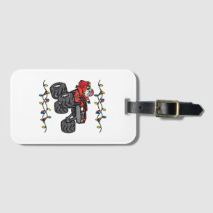 Christmas Santa Monster Truck Boys Kids Toddler Yo Luggage Tag