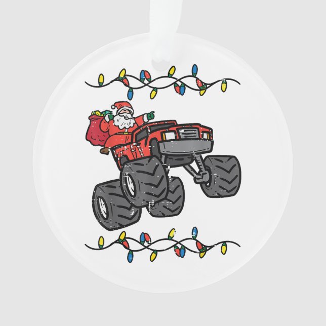 Christmas Santa Monster Truck Boys Kids Toddler Yo Ornament (Front)