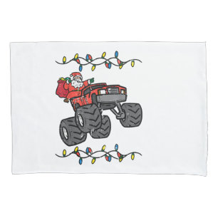 Christmas Santa Monster Truck Boys Kids Toddler Yo Pillowcase
