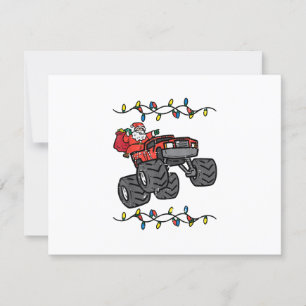 Christmas Santa Monster Truck Boys Kids Toddler Yo RSVP Card
