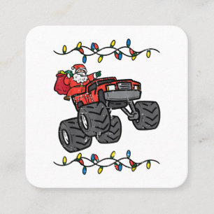 Christmas Santa Monster Truck Boys Kids Toddler Yo Square Business Card