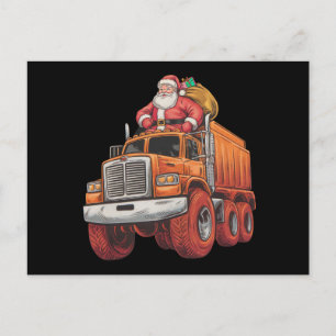 Christmas Santa Monster Truck Xmas Boys Kids  Postcard