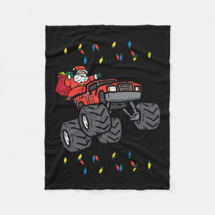 Christmas Santa Monster Truck Xmas Boys Kids Toddl Fleece Blanket