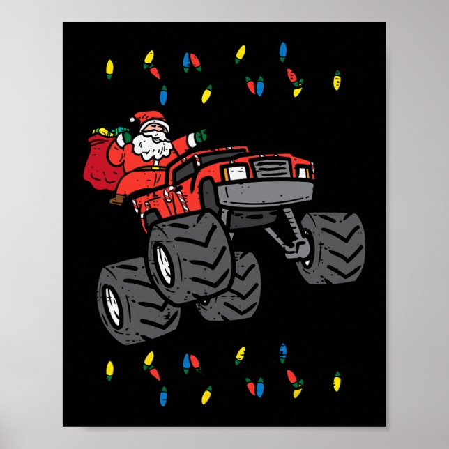 Christmas Santa Monster Truck Xmas Boys Kids Toddl Poster (Front)