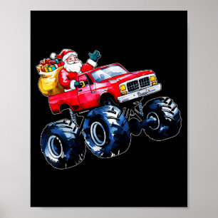 Christmas Santa Monster Truck Xmas Boys Kids Toddl Poster