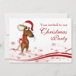 Christmas Santa Mouse Company Christmas Party Invitation