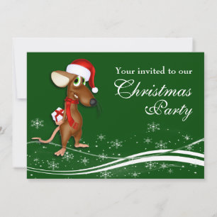 Christmas Santa Mouse Company Christmas Party Invitation