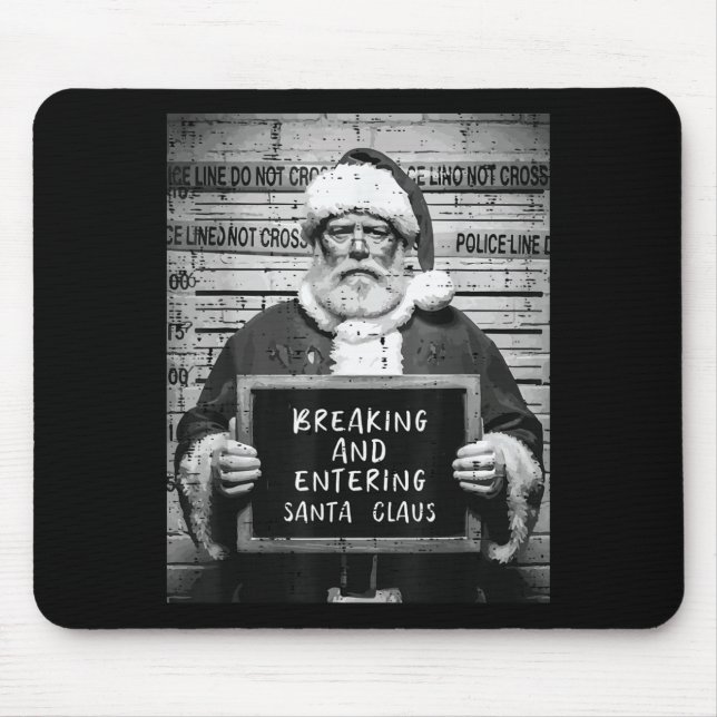 Christmas Santa Mugshot Breaking Entering Xmas Men Mouse Pad (Front)