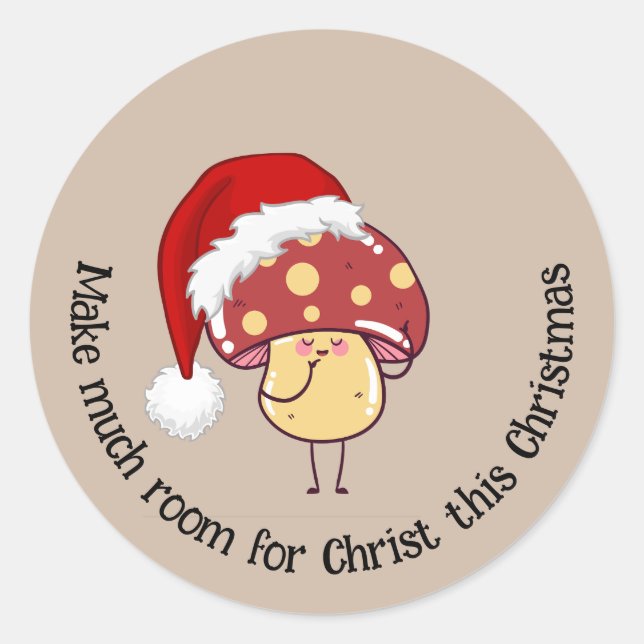 Christmas Santa Mushroom Classic Round Sticker (Front)