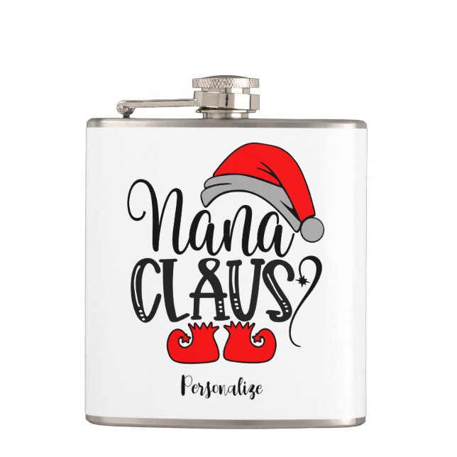 Christmas Santa Nana Claus Funny Holiday Humour Hip Flask (Front)