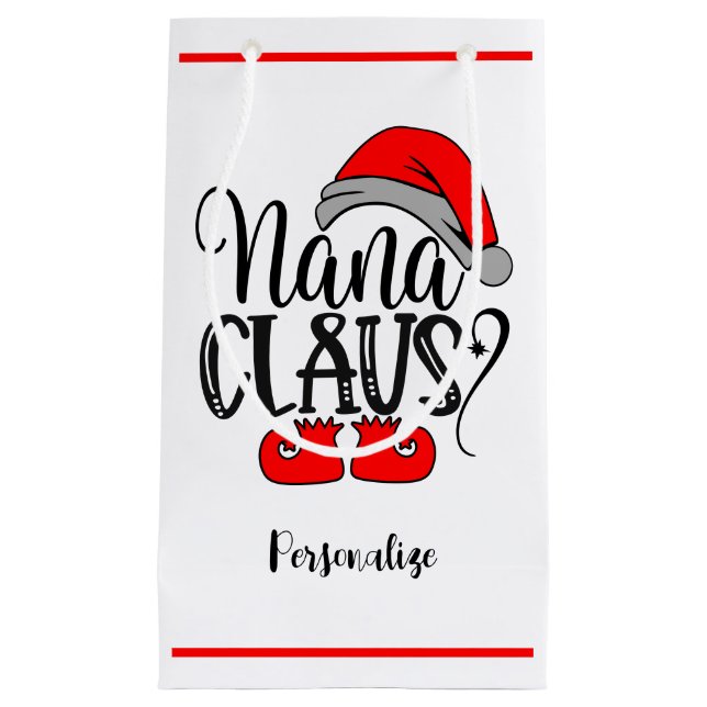 Christmas Santa Nana Claus Funny Holiday Small Gift Bag (Front)