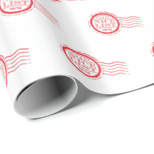 CHRISTMAS SANTA NICE LIST approved red stamp Wrapping Paper