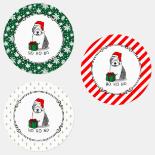 Christmas Santa Old English Sheepdog (Grey 1) Cute