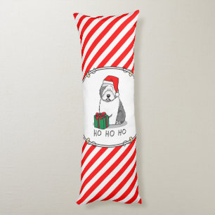 Christmas Santa Old English Sheepdog (Grey 1) Cute Body Cushion