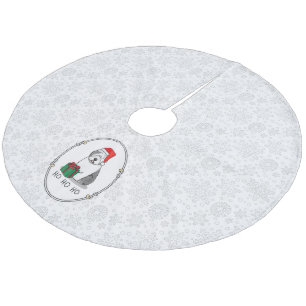 Christmas Santa Old English Sheepdog (Grey 1) Cute Fleece Tree Skirt