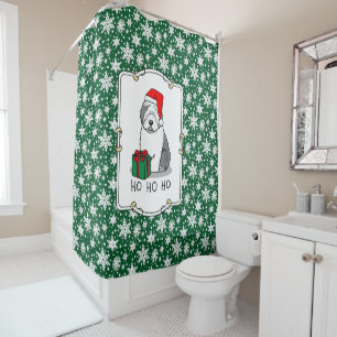 Christmas Santa Old English Sheepdog (Grey 1) Cute Shower Curtain