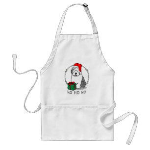 Christmas Santa Old English Sheepdog (Grey 1) Cute Standard Apron